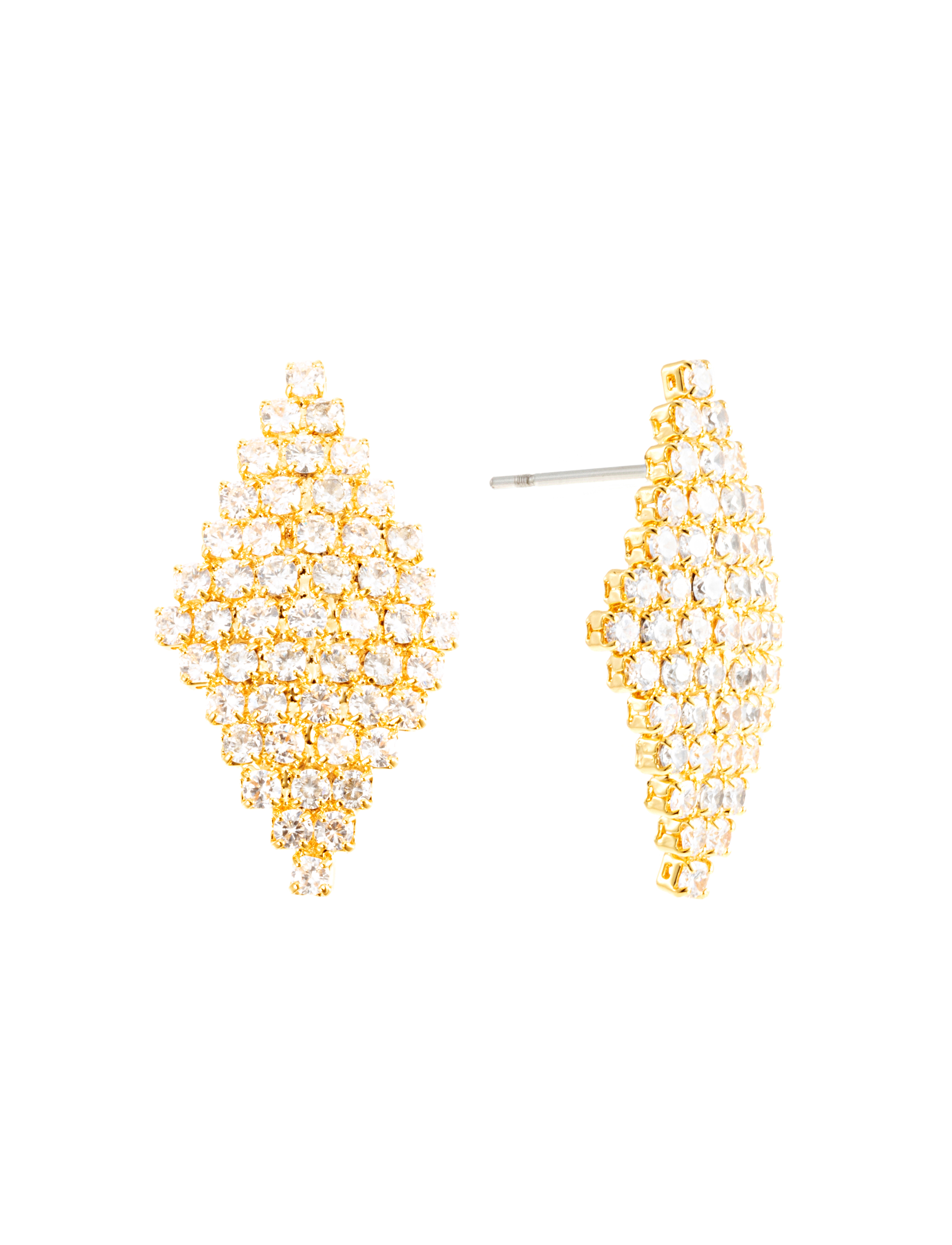 Pointy small crystal earring gold - 3