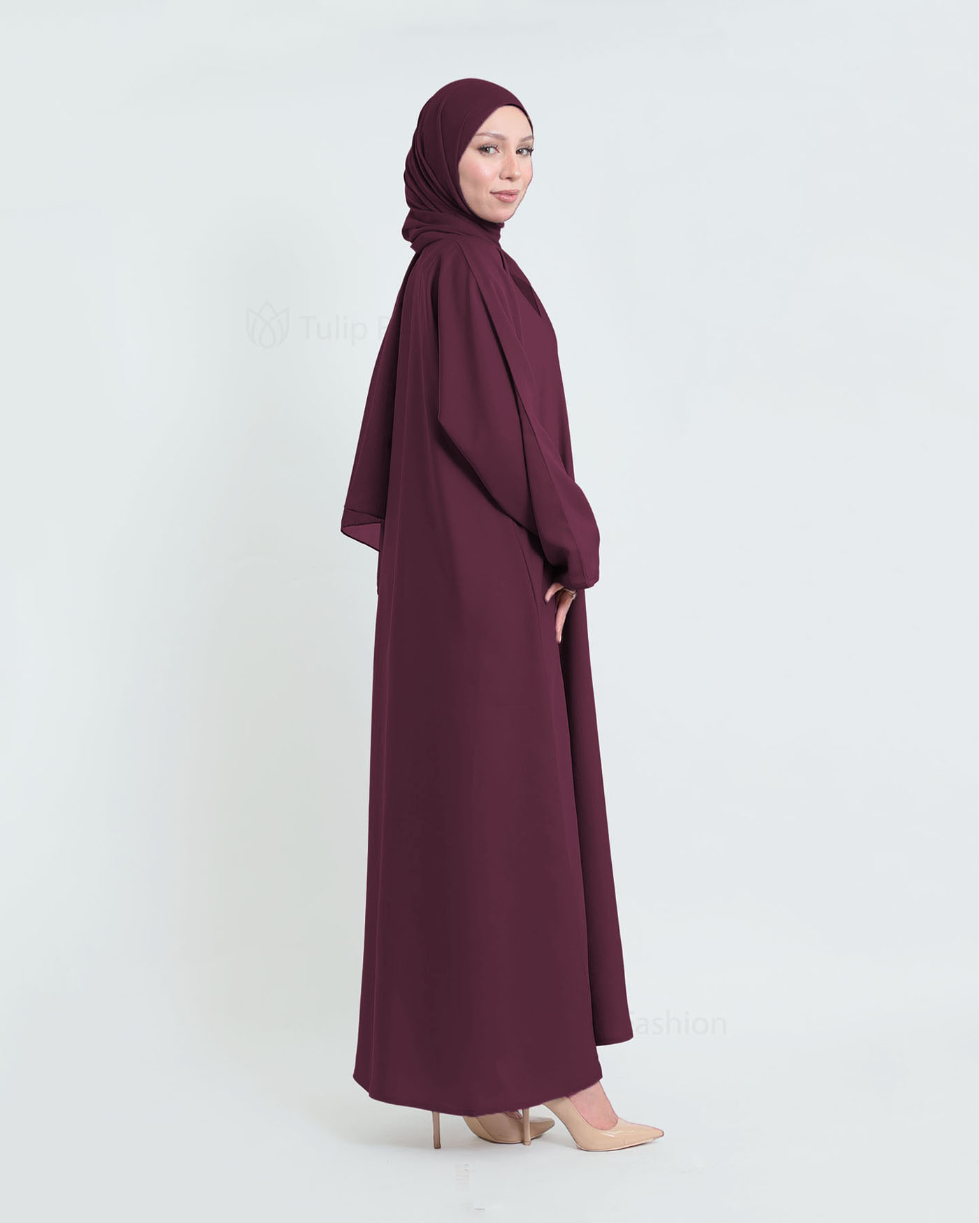 Abaya with matching Hijab - Light Purple - 3