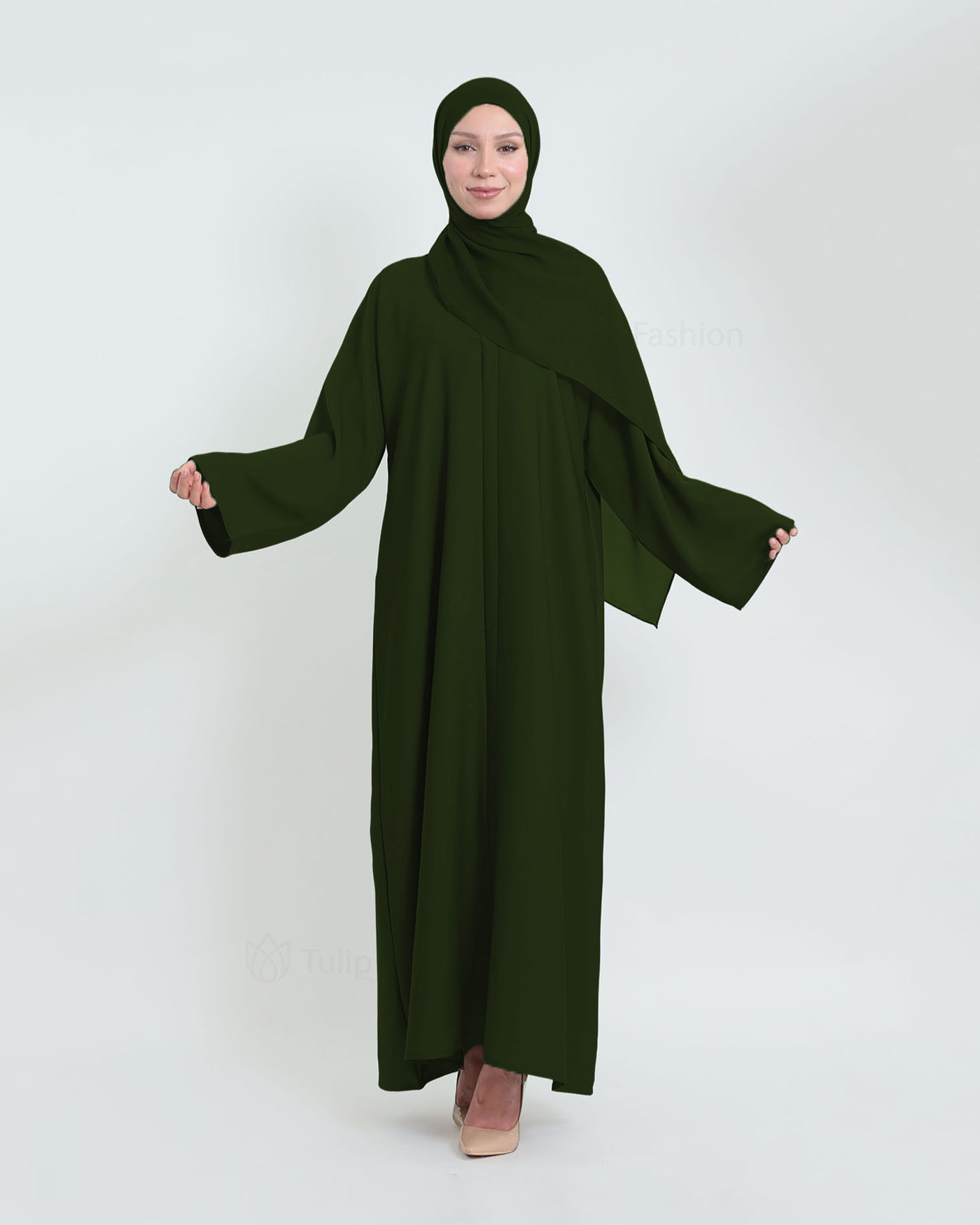 Abaya with matching Hijab - Green