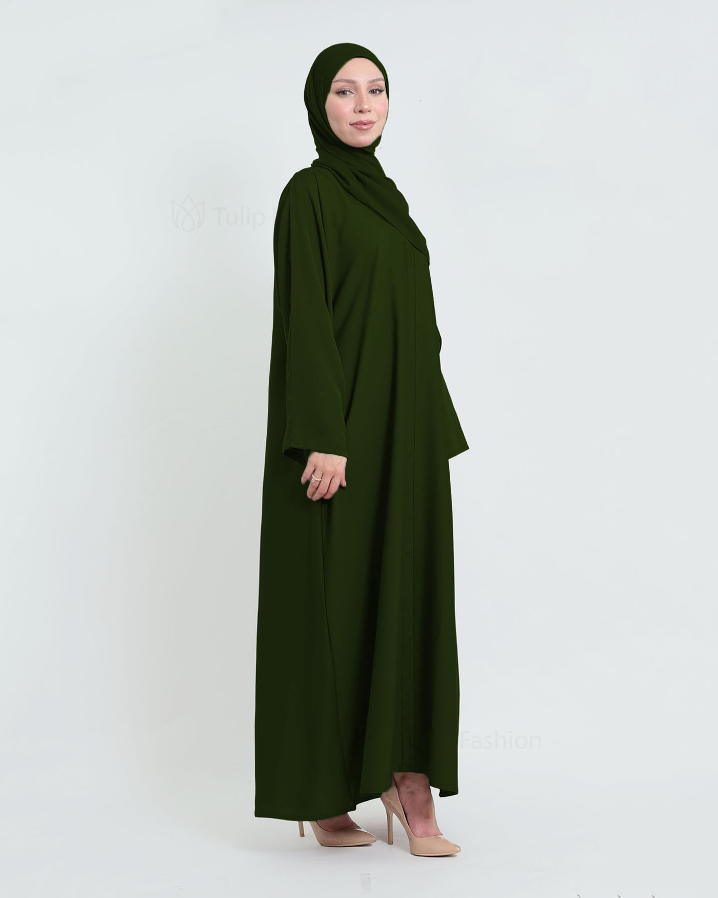 Abaya with matching Hijab - Green - 2