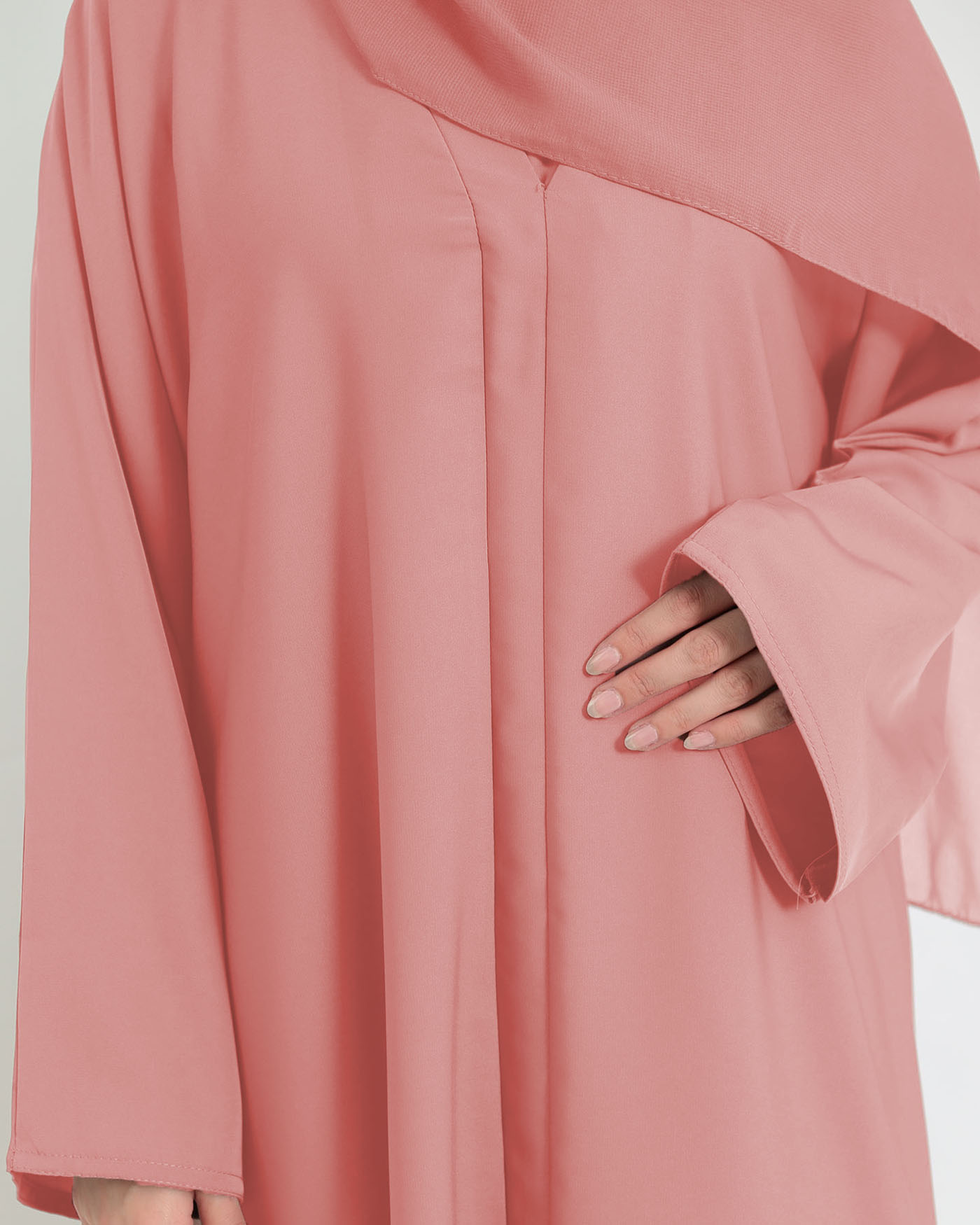 Abaya with matching Hijab - Pink - 2