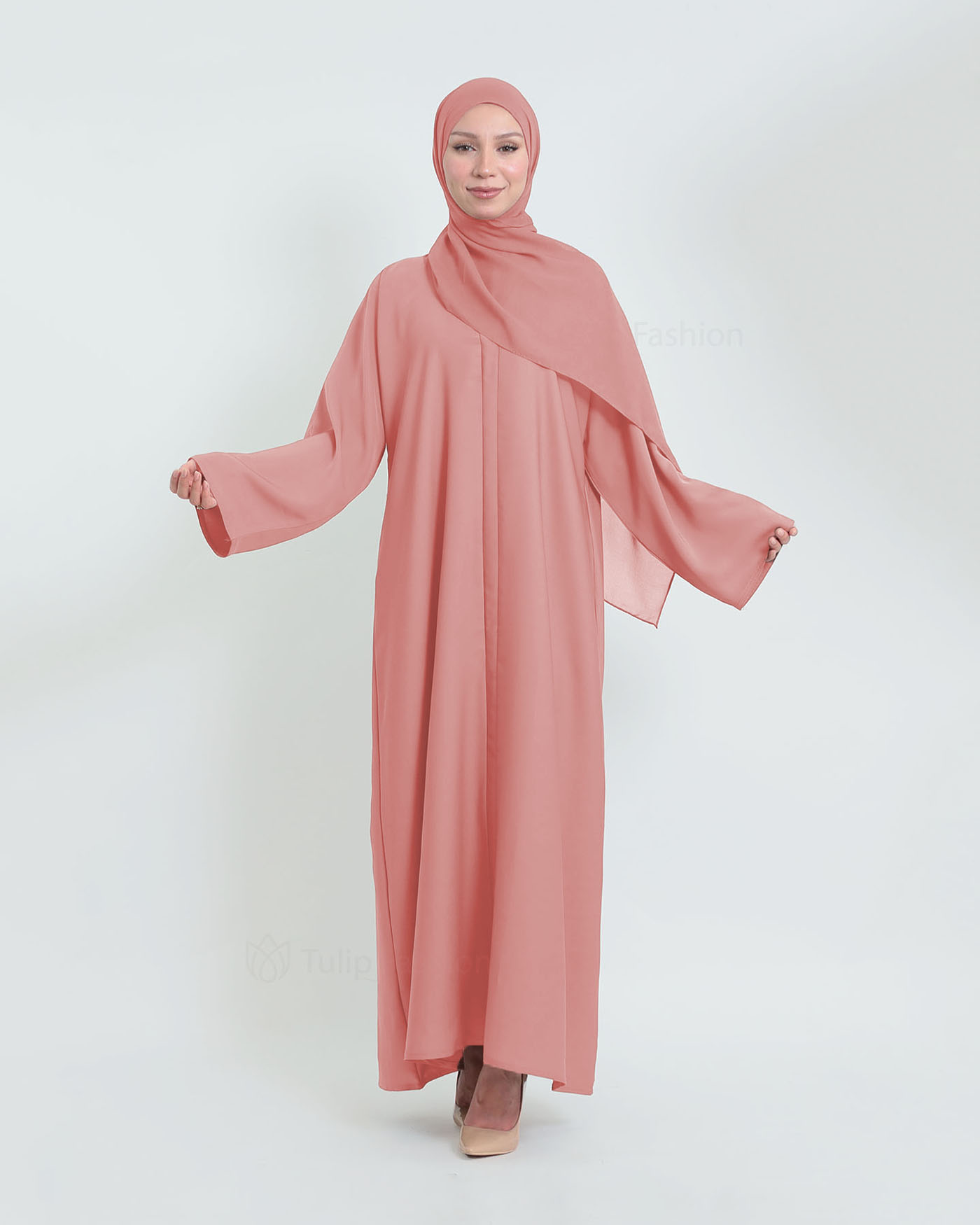 Abaya with matching Hijab - Pink
