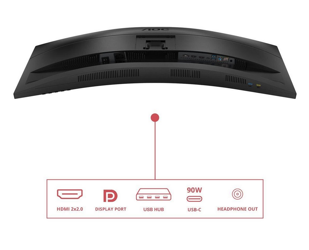 AOC 34'' UltraWide (GRCU34) | Curved 1500R | VA | 120Hz | USB-C 90W laddning | Högtalare | Garanti: 5 år, inskick. | - 6