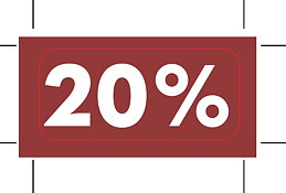 Prislappar 20% röd, 2000 st/rulle