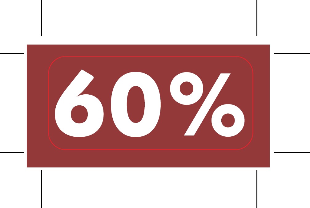 Prislappar 60% röd, 2000 st/rulle