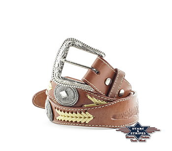 Stars and stripes brunt bälte med conchos