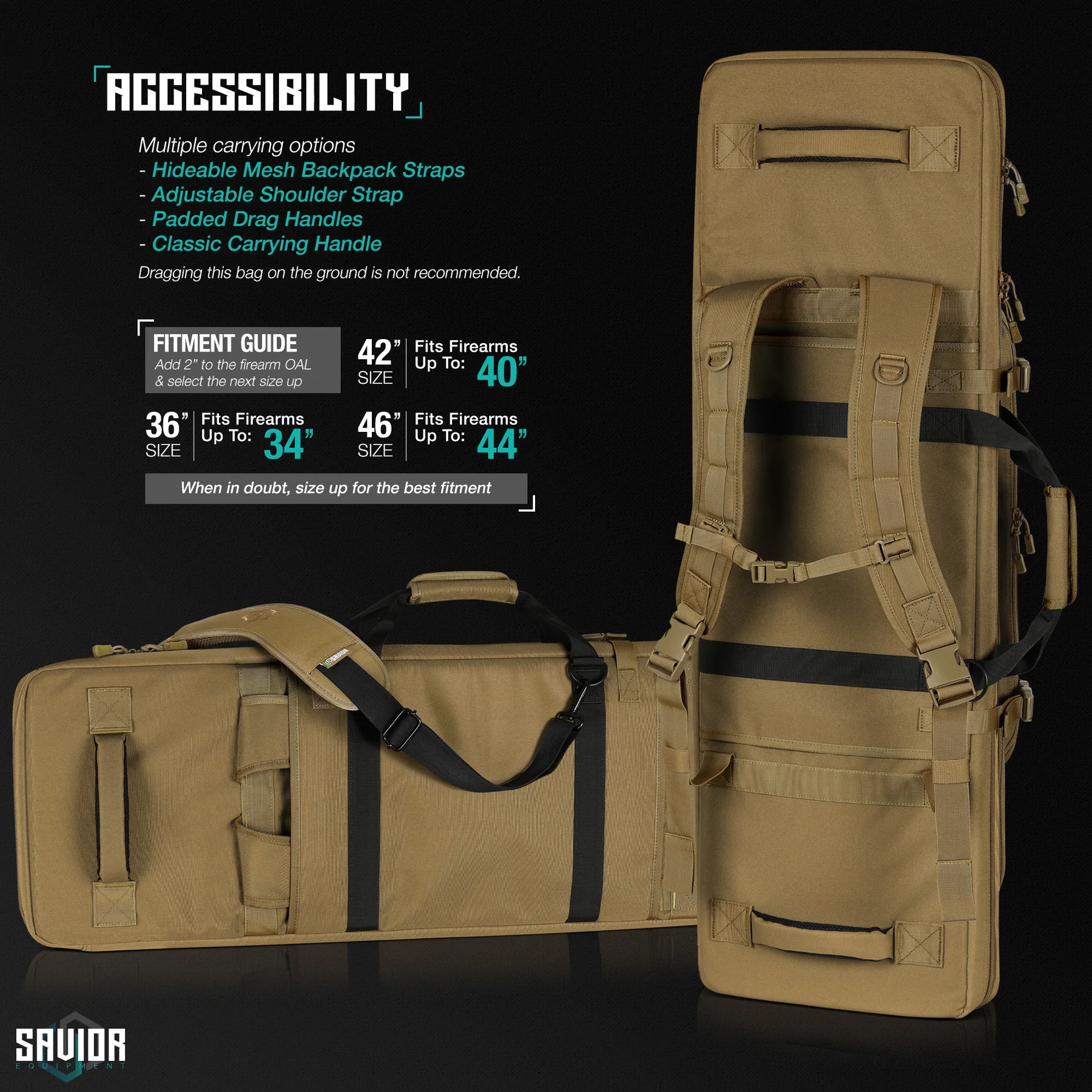 Savior Equipment Specialist 42" Double Rifle Case - FDE 6