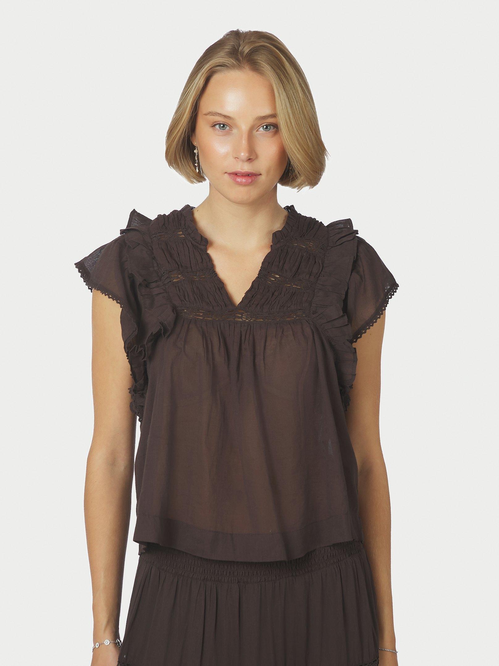 Jayla S Voile Top Dark brown - 3