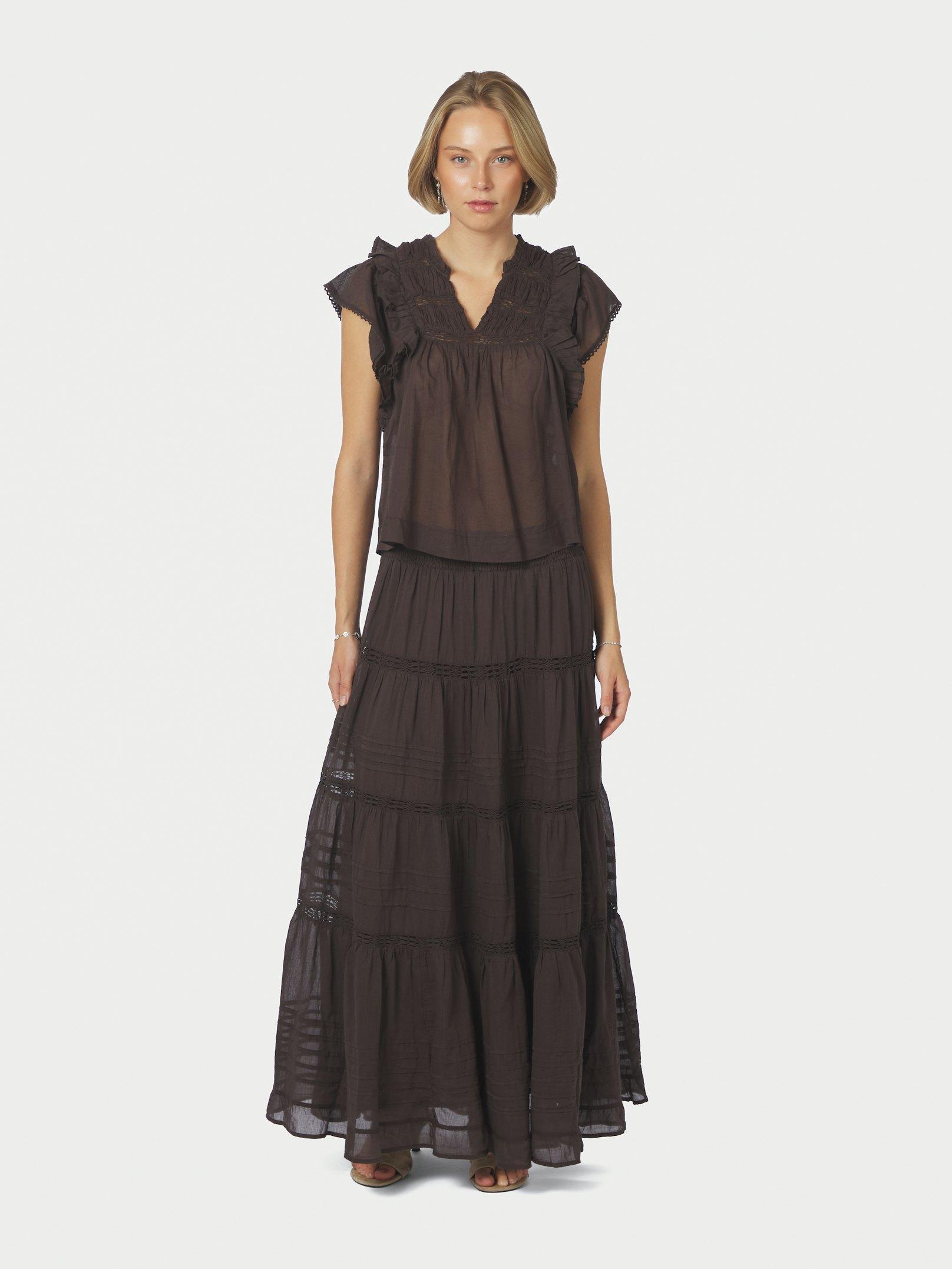 Jayla S Voile Top Dark brown - 5