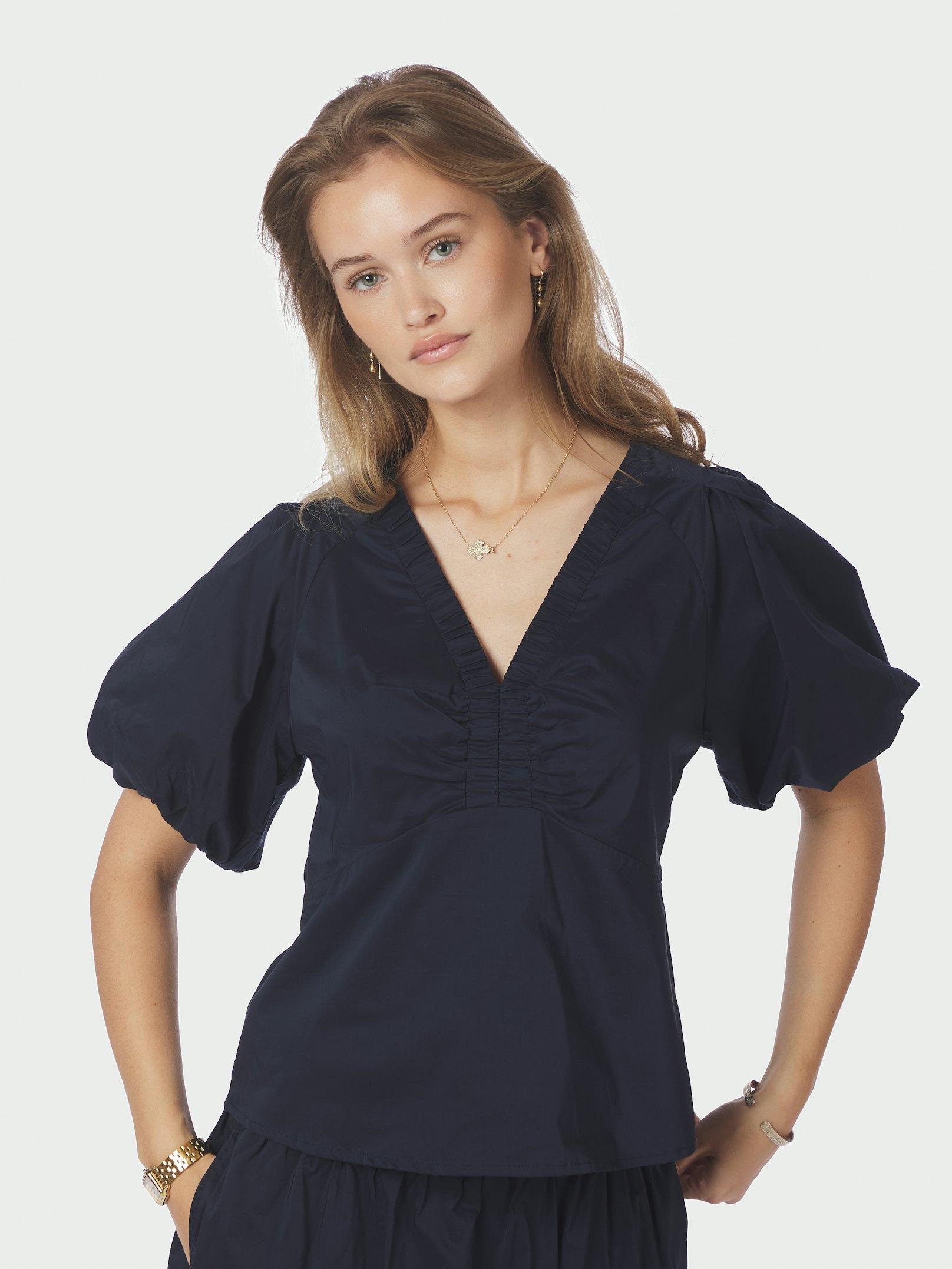 Irina Poplin Blouse Navy - 3