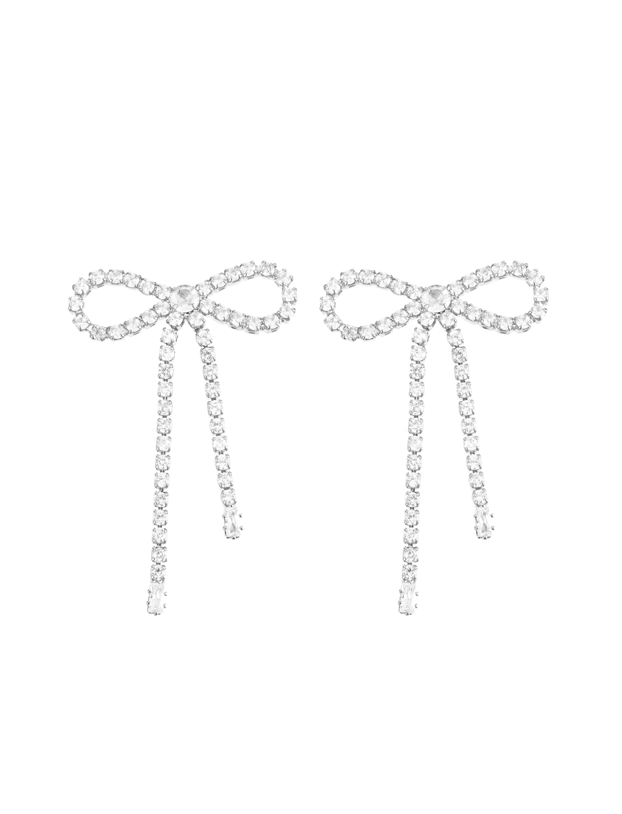 Bow Crystal Large Earring - Steel - By Jolima