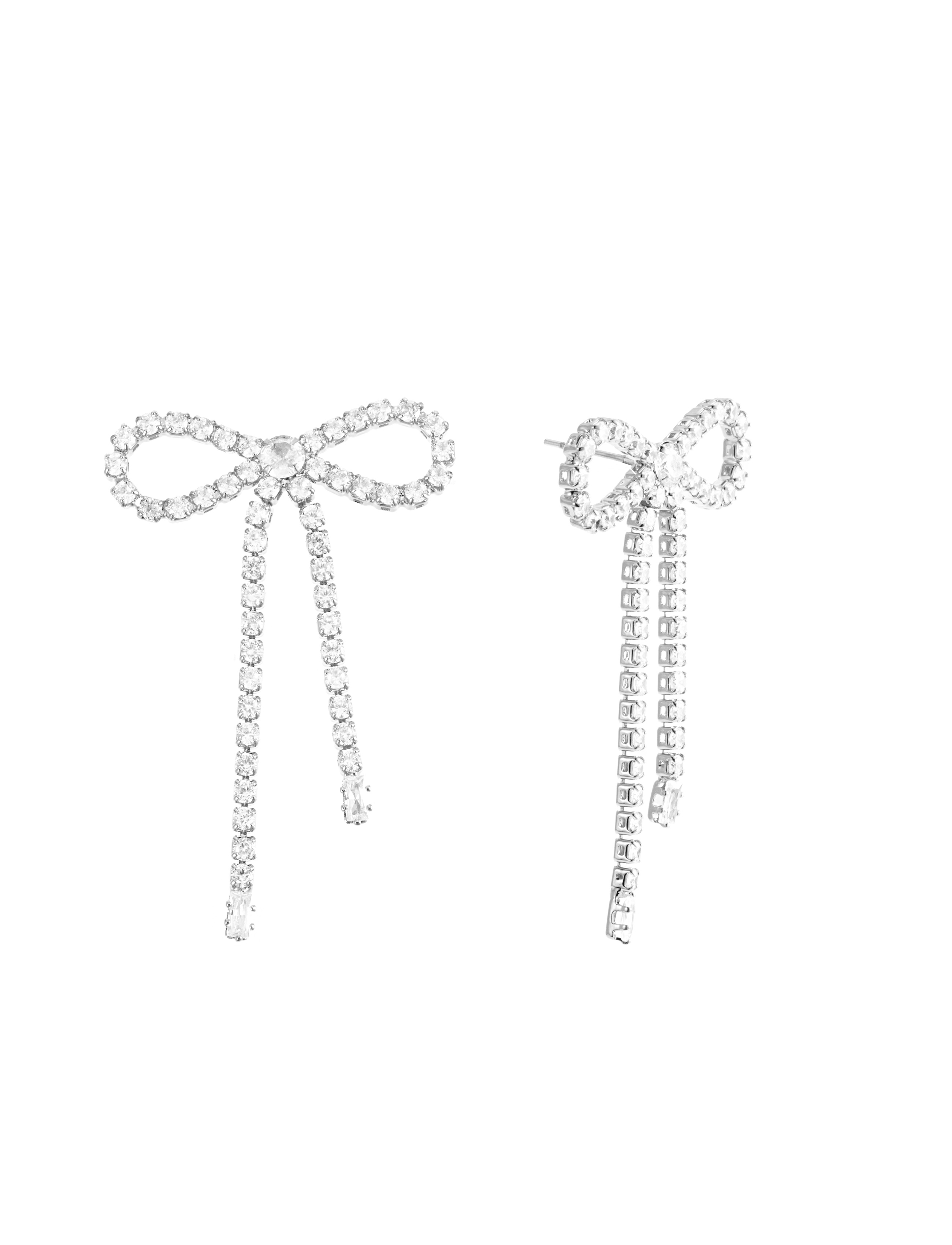 Bow Crystal Large Earring - Steel - By Jolima - 3