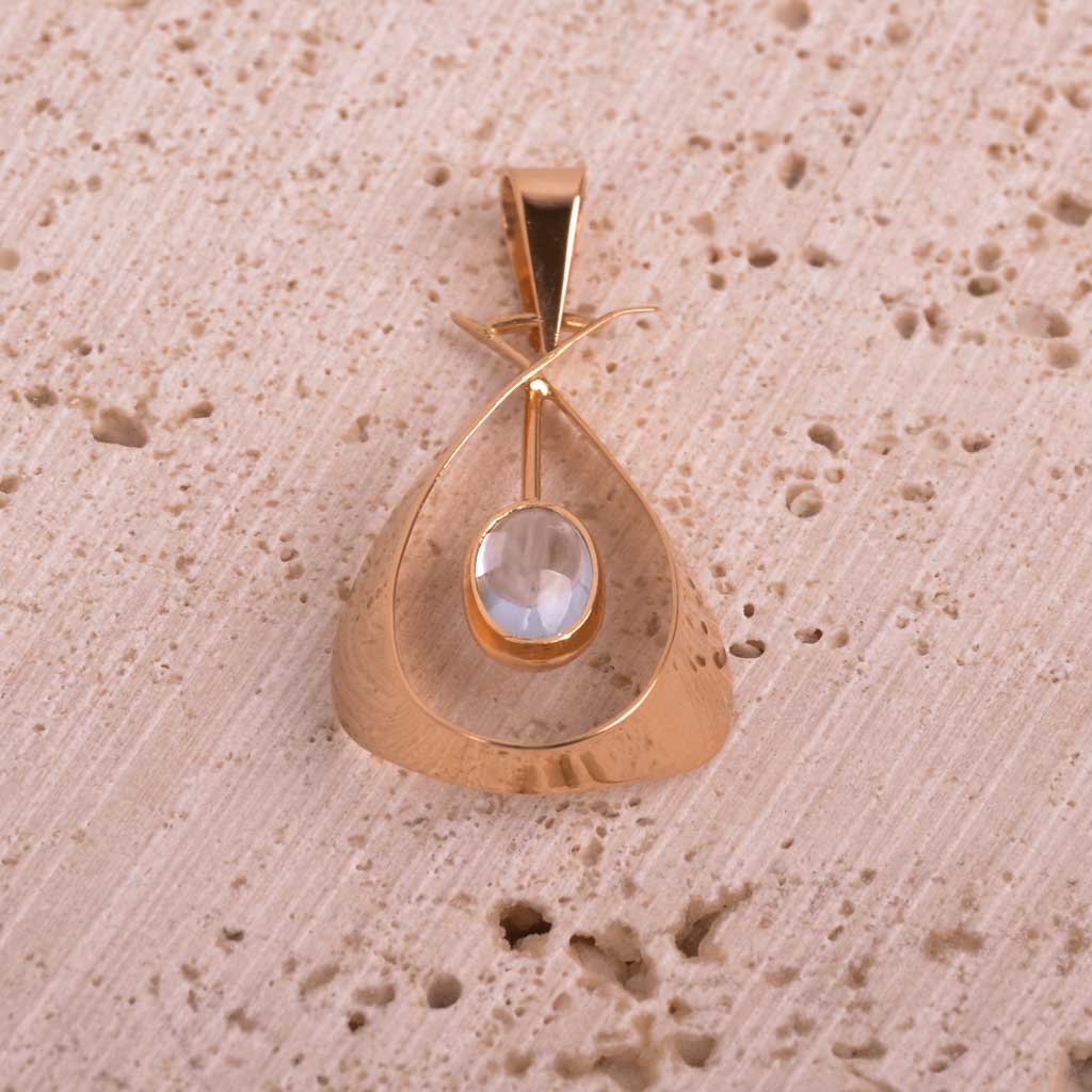 Guldhänge oval med sten, 18k guld, Vintage - 2
