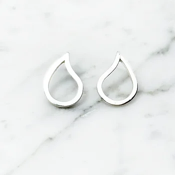 Silver earrings TEAR DROP - polerat silver S/M/L
