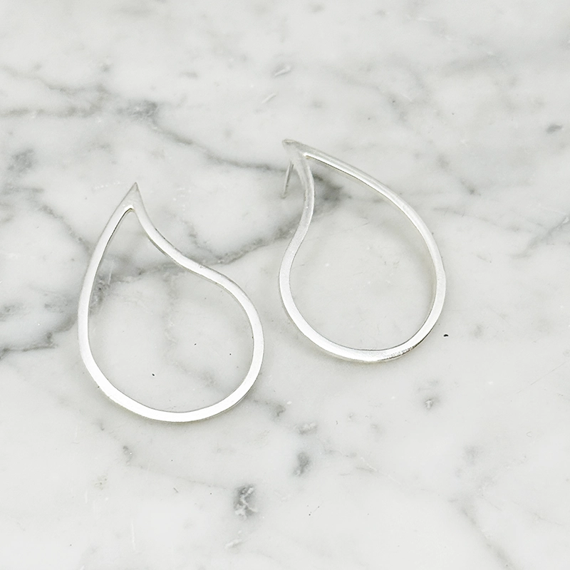 Silverörhängen TEAR DROP - polerat silver S/M/L - 6