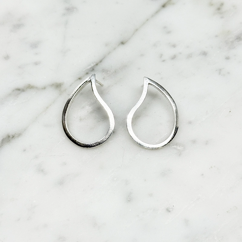 Silverörhängen TEAR DROP - polerat silver S/M/L - 3