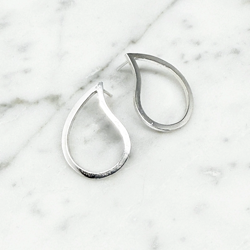 Silverörhängen TEAR DROP - polerat silver S/M/L - 4