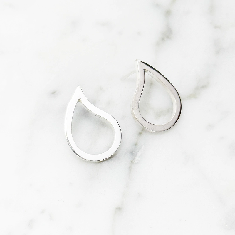 Silverörhängen TEAR DROP - polerat silver S/M/L - 2