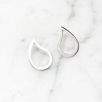 Silver earrings TEAR DROP - polerat silver S/M/L