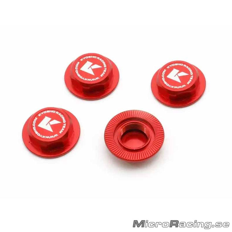 KYOSHO - Hjulmutter Tätad, Röd, 1/8 Off Road, 4st