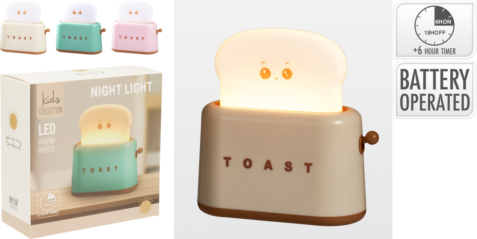 NATTLAMPA TOAST MED TIMER