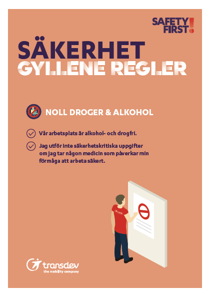 Affisch: Gyllene Säkerhetsregler - Noll droger & alkohol