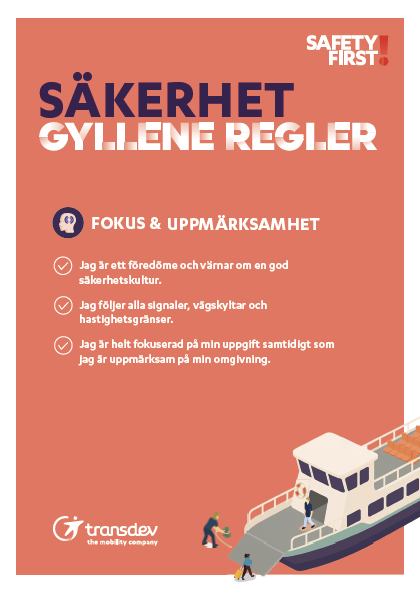 Affisch: Gyllene Säkerhetsregler - Focus & uppmärksamhet
