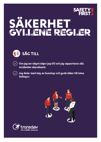 Affisch: Gyllene Säkerhetsregler - Säg till