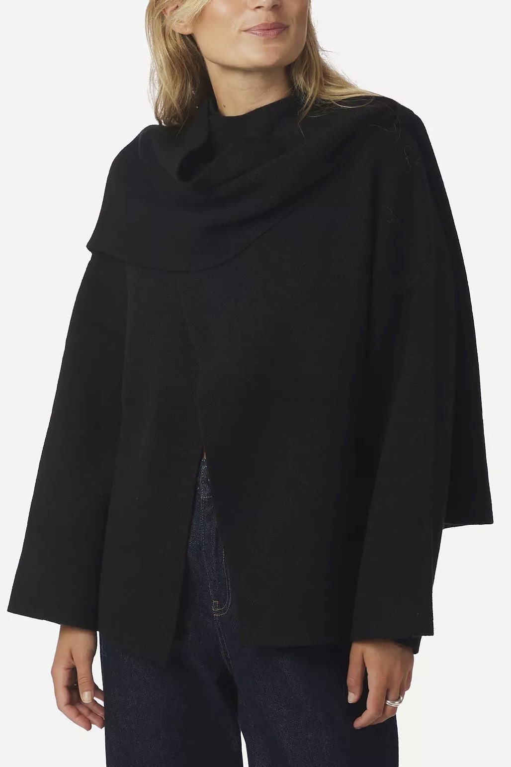 Neo Noir  - Wals Knit Scarf Blouse Black