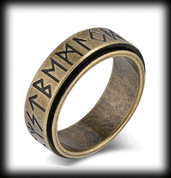 8 mm. Runalfabetet - Spinner ring i rostfritt stål.