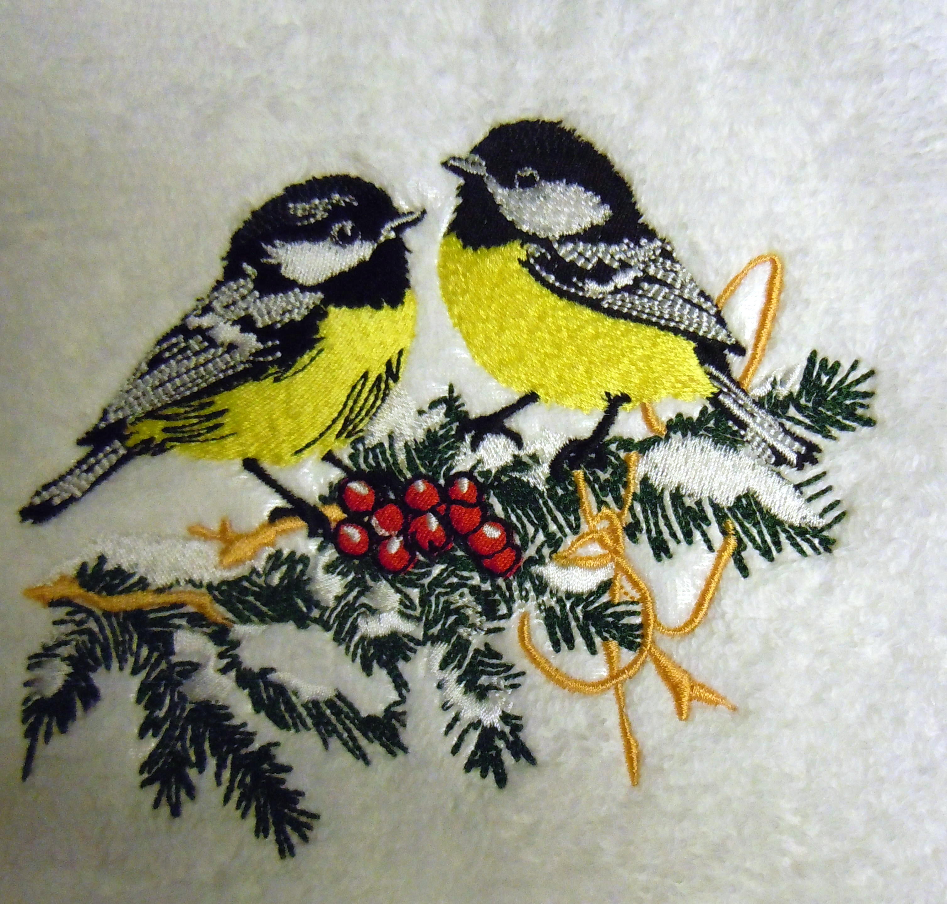 Broderad handduk Talgoxar på vinter gren