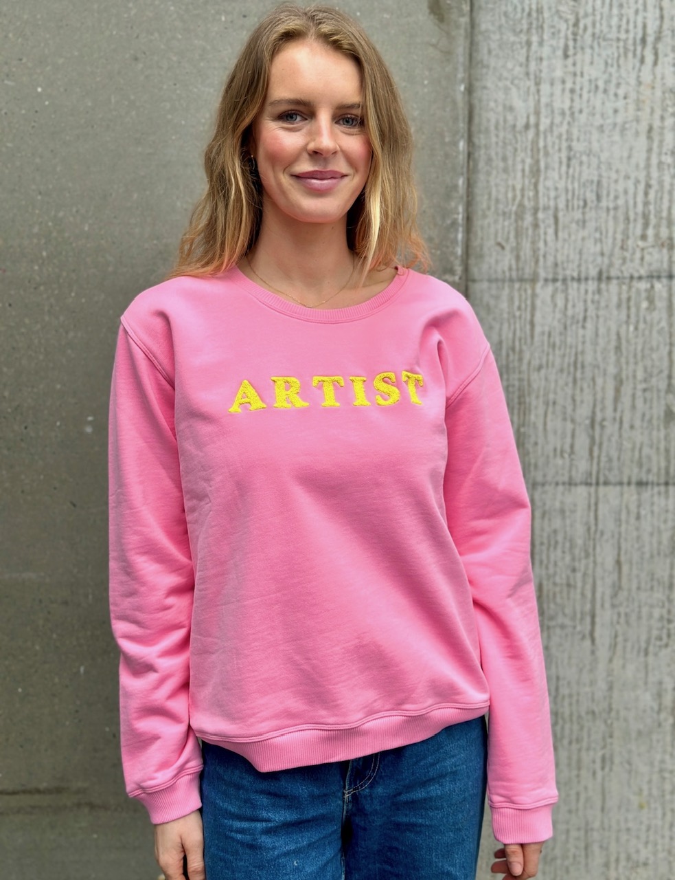 Sweatshirt artist auora pink with yellow - 8