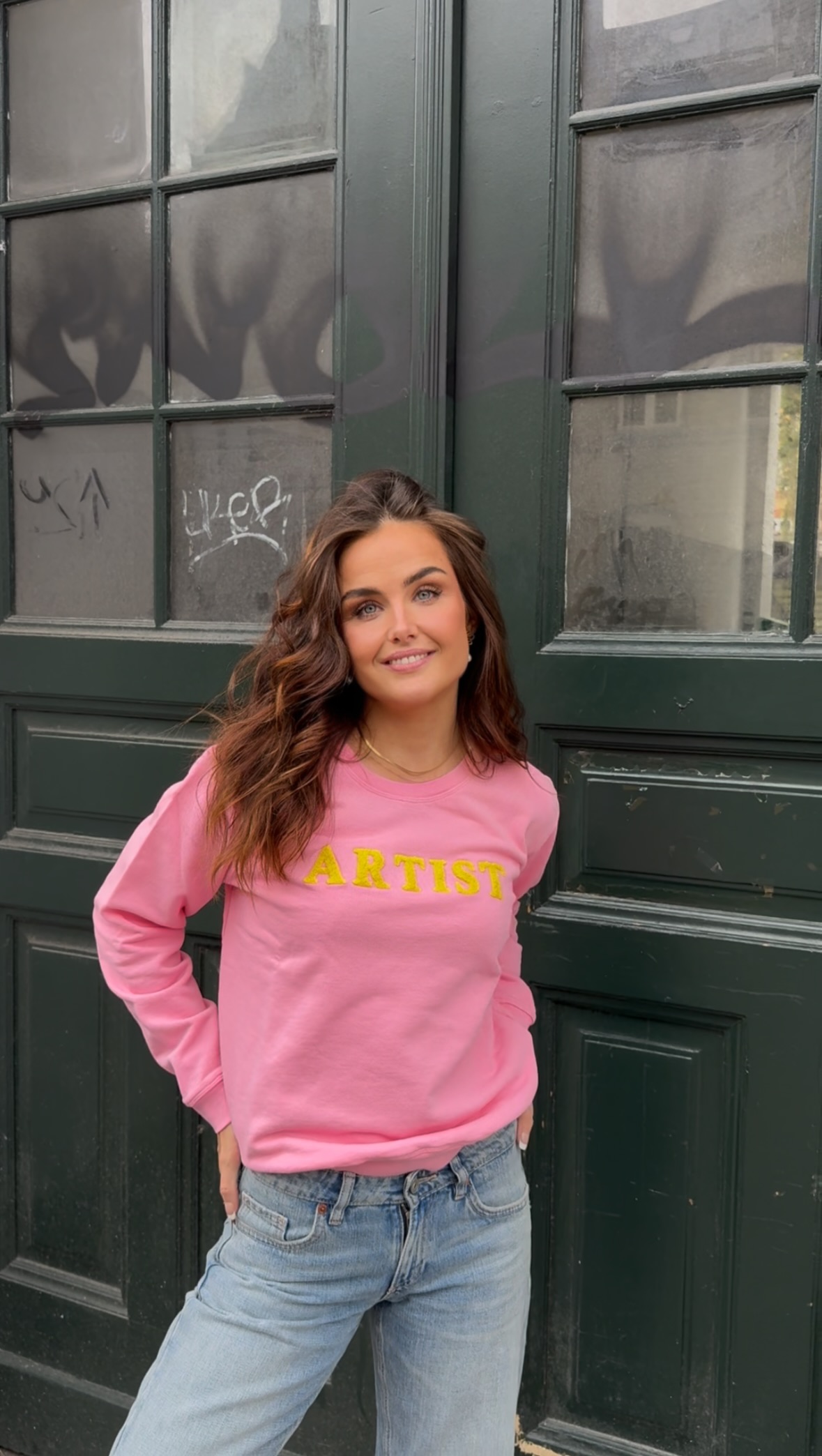 Sweatshirt artist auora pink with yellow - 5