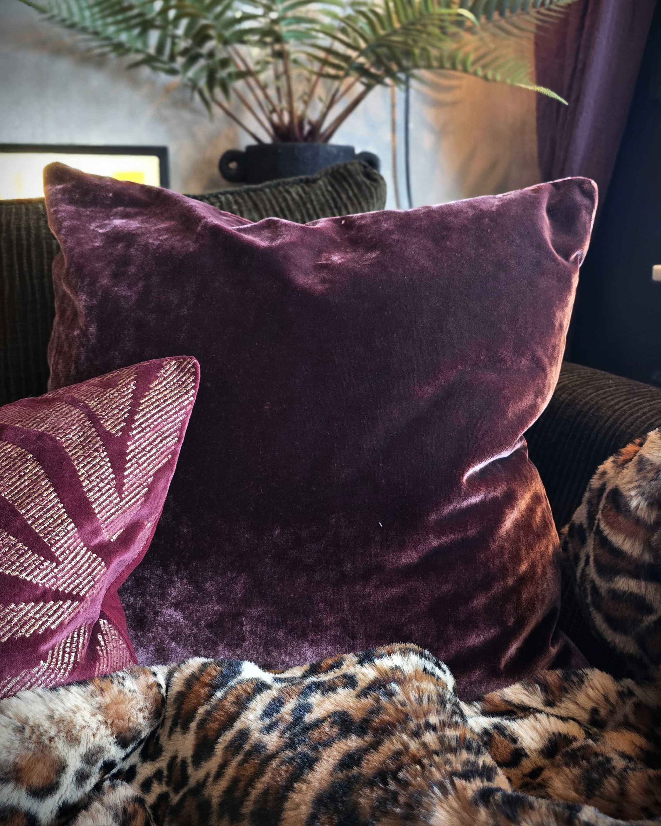 Kuddfodral 60x60 - Velvet Bordeaux - 2
