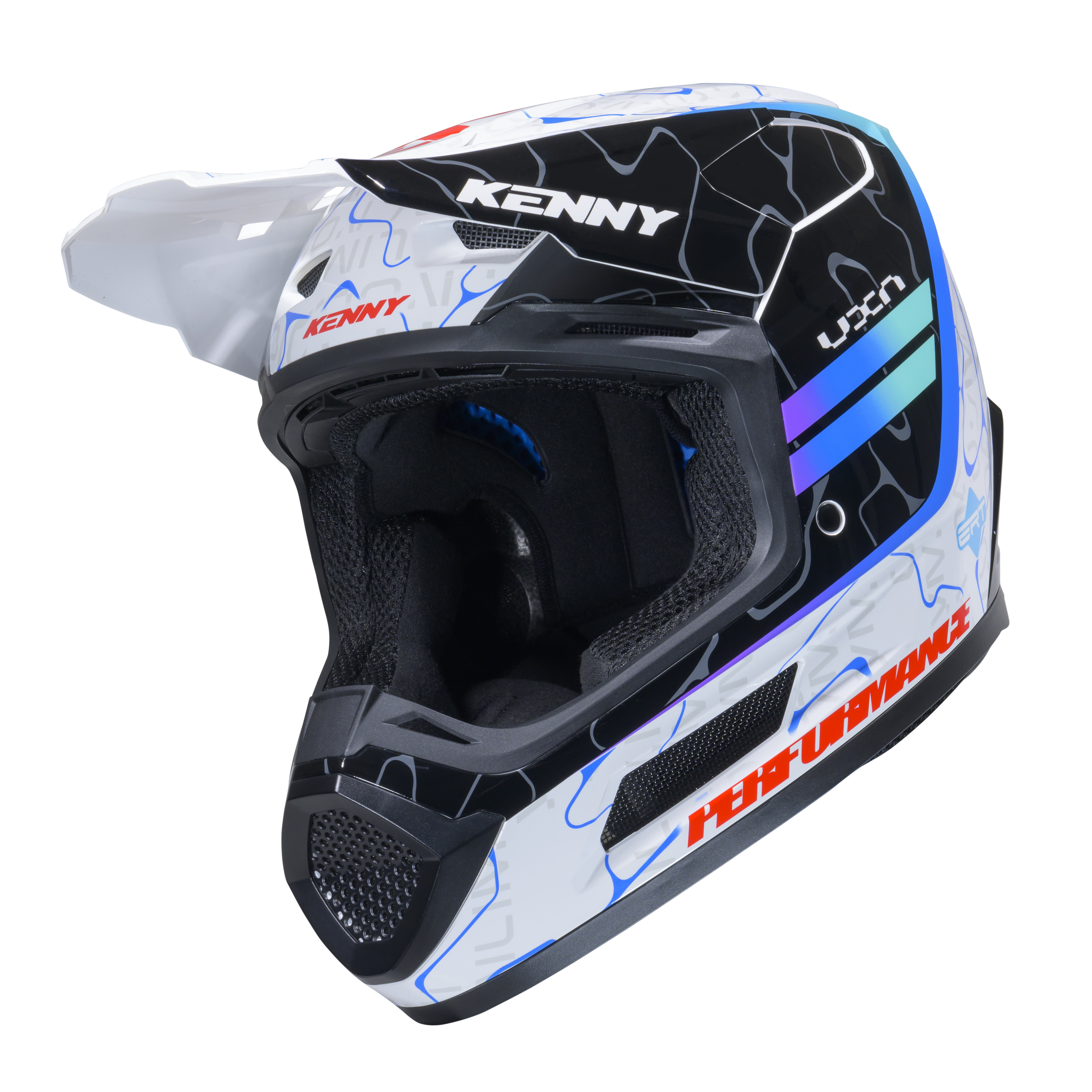 KENNY PERFORMANCE HELMET GRAPHIC + WAVE BLUE WHITE