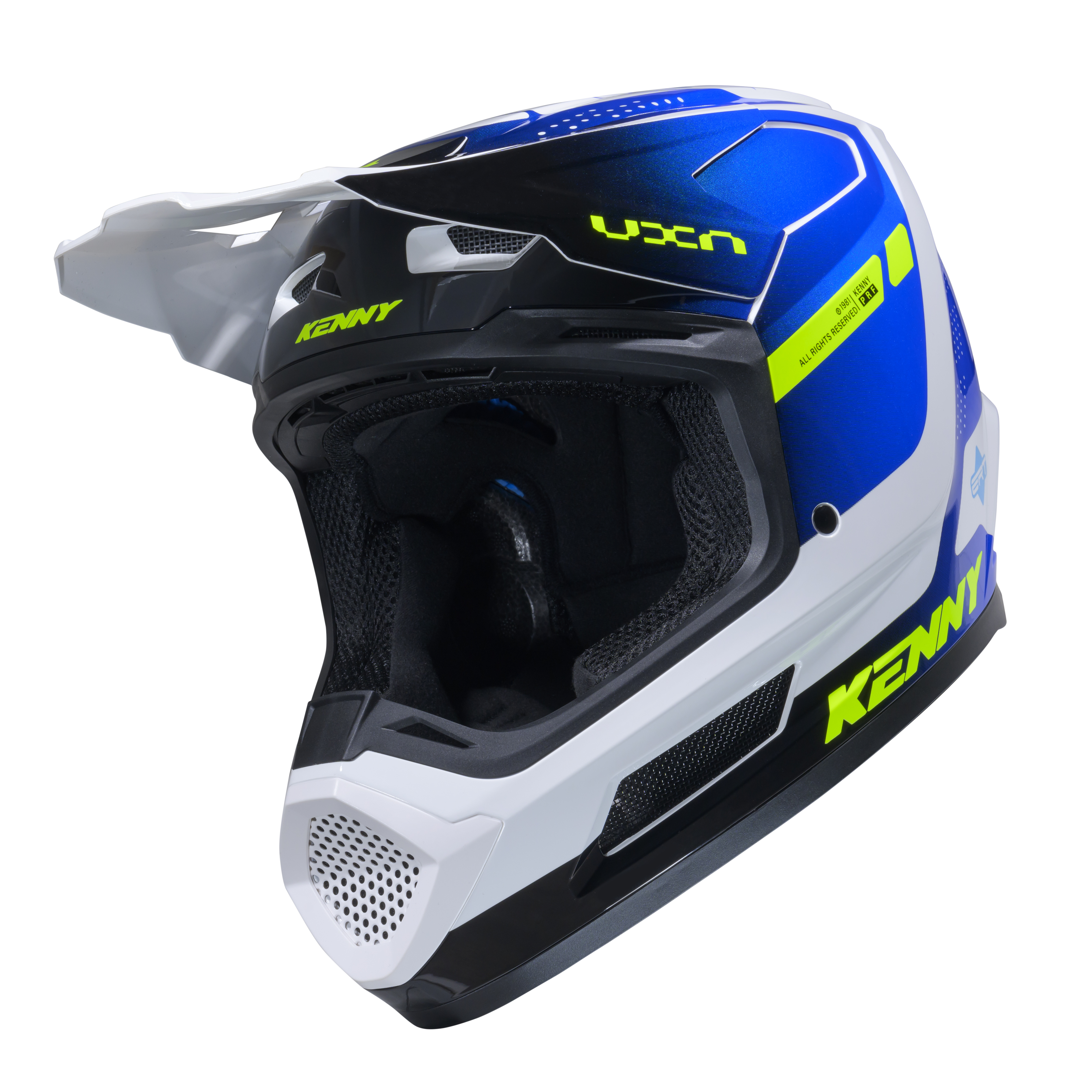 KENNY PERFORMANCE GRAPHIC HELMET WHITE BLUE RACING SPE