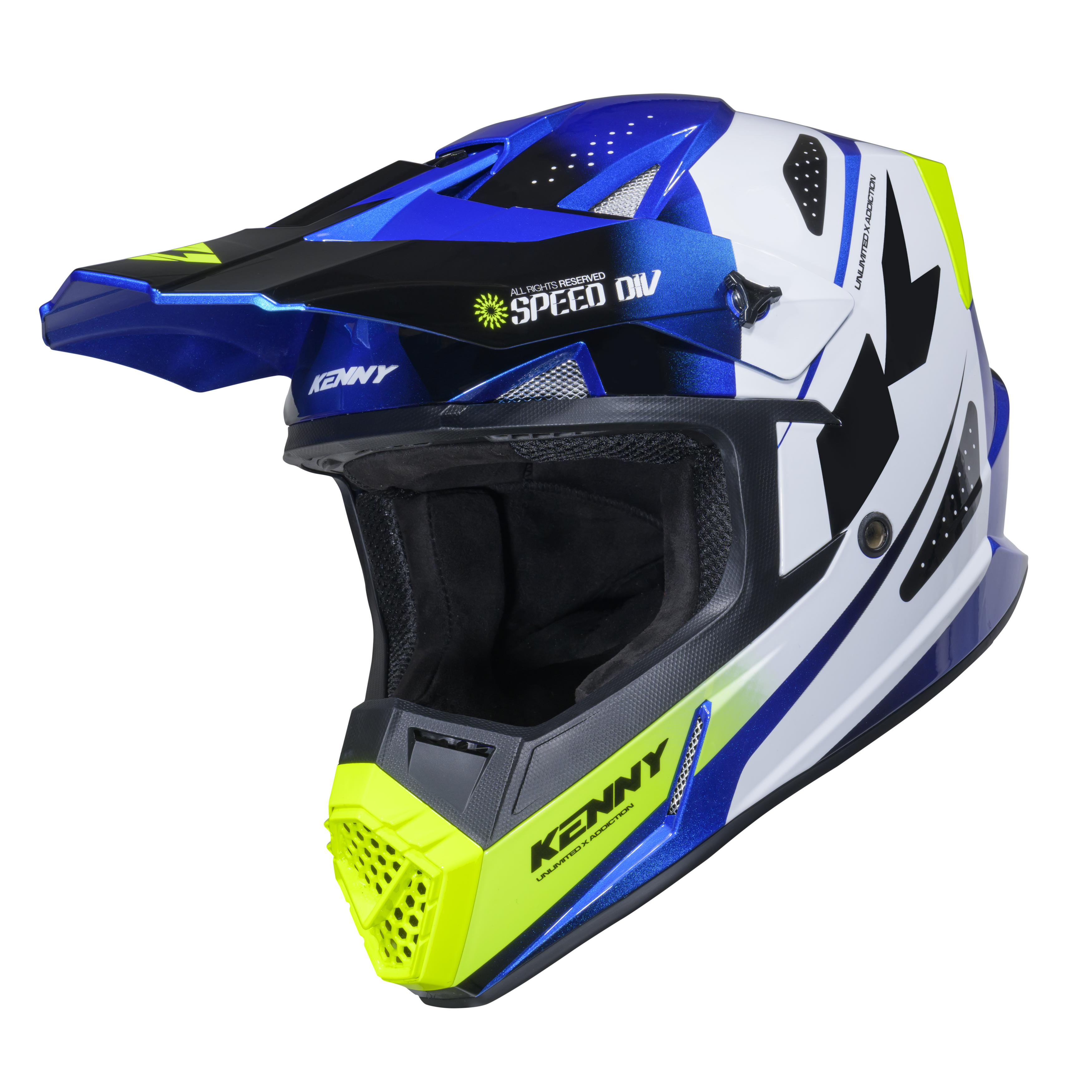 KENNY TRACK HELMET GRAPHIC DIV SPEED NEON BLUE