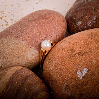 Guldring med perle, vintage