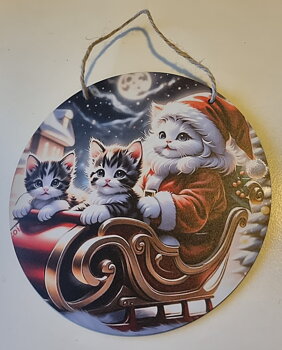 Skylt i träfaner "Julkatter"