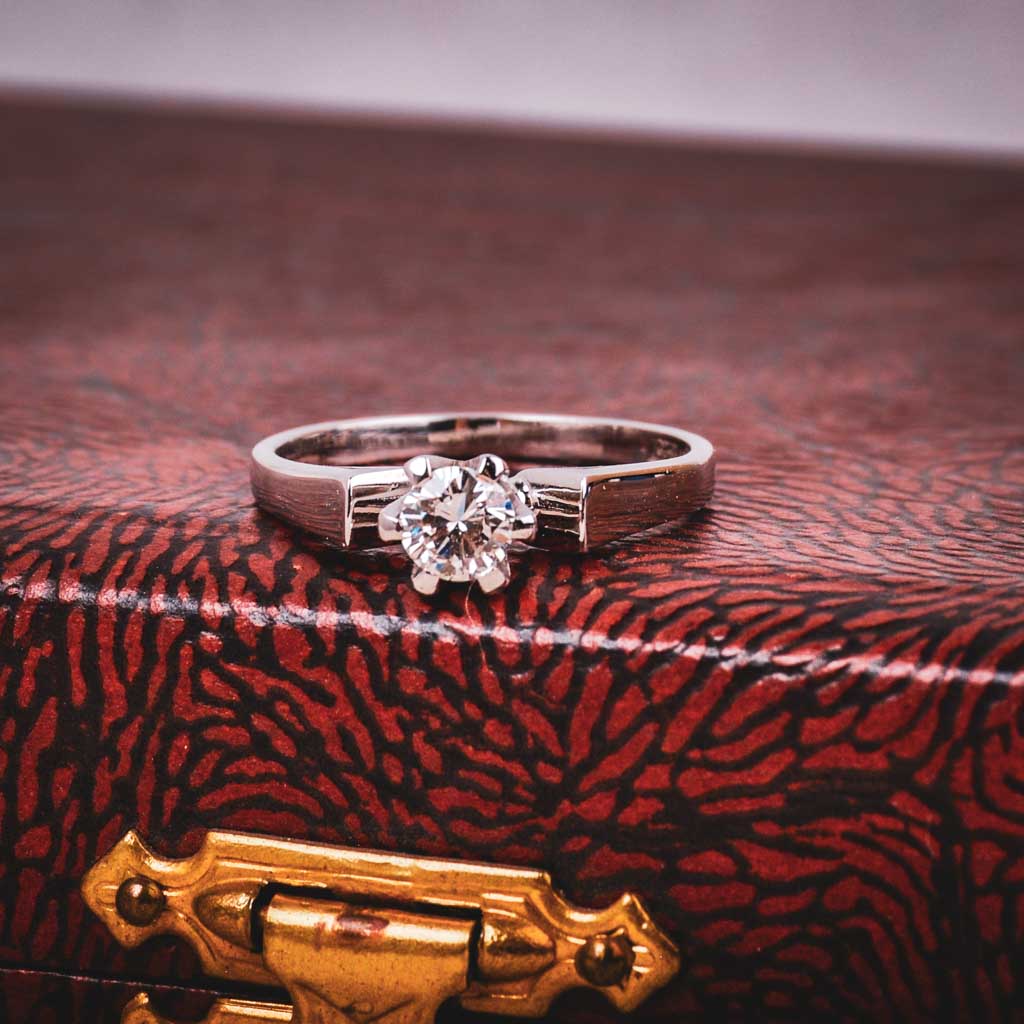 Hvidguldsring med diamant 0,30ct, Vintage - 3