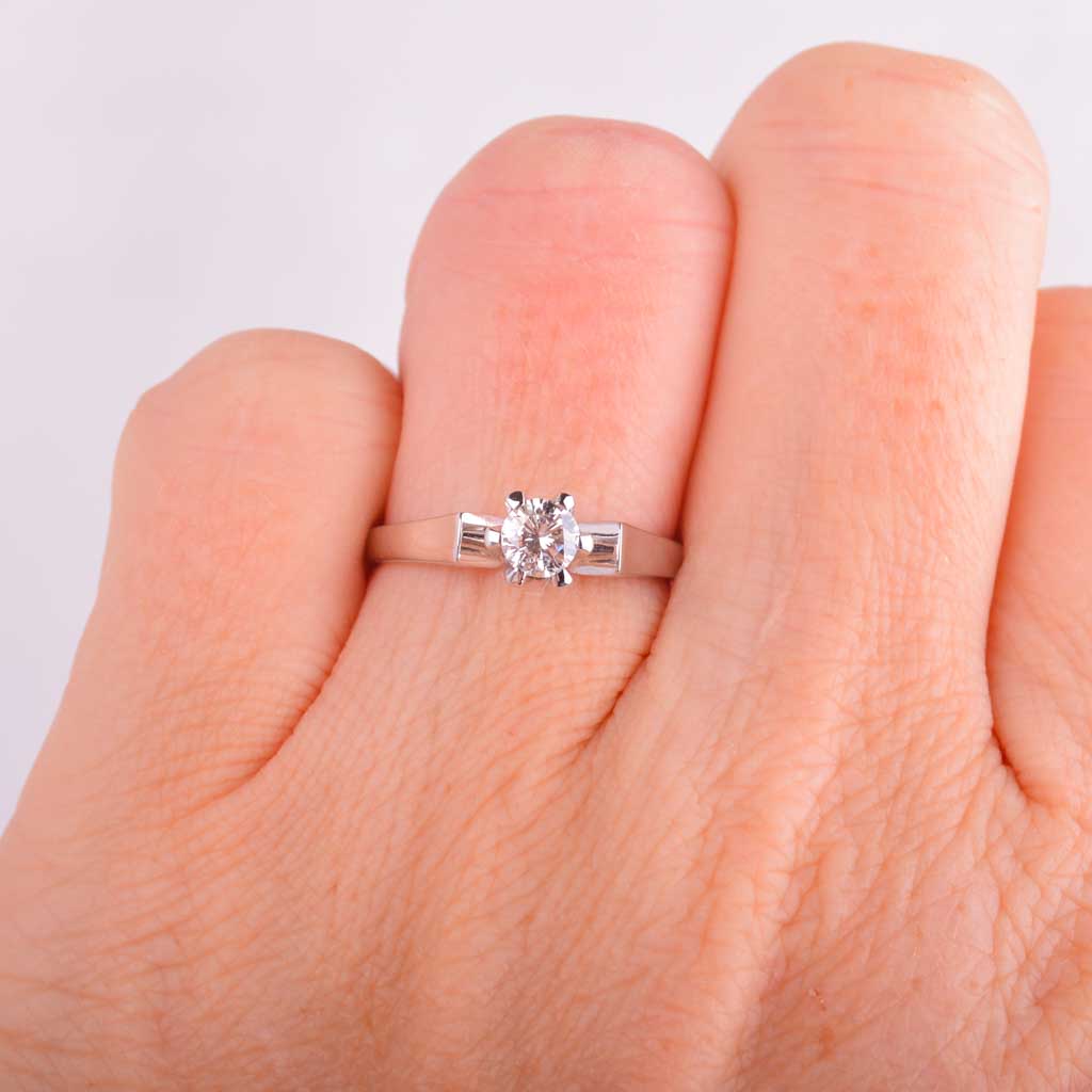 Hvidguldsring med diamant 0,30ct, Vintage - 5