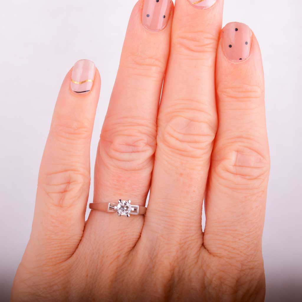 Hvidguldsring med diamant 0,30ct, Vintage - 4
