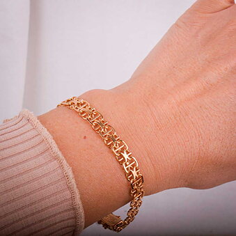 X-link gold bracelet with bar, 19cm Vintage