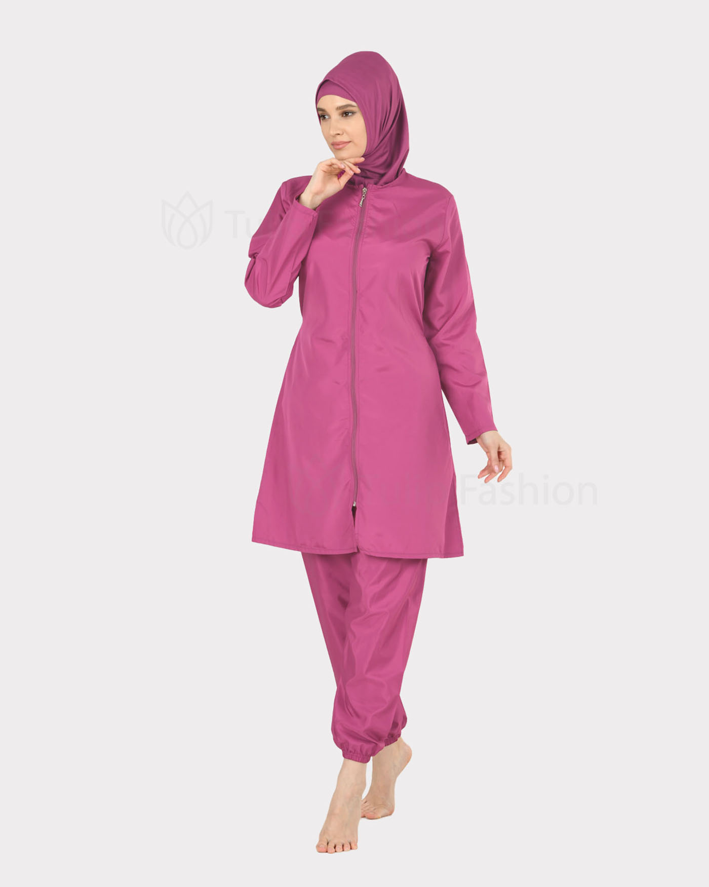 Muslim Swimsuit with hijab - Light Rose - 3