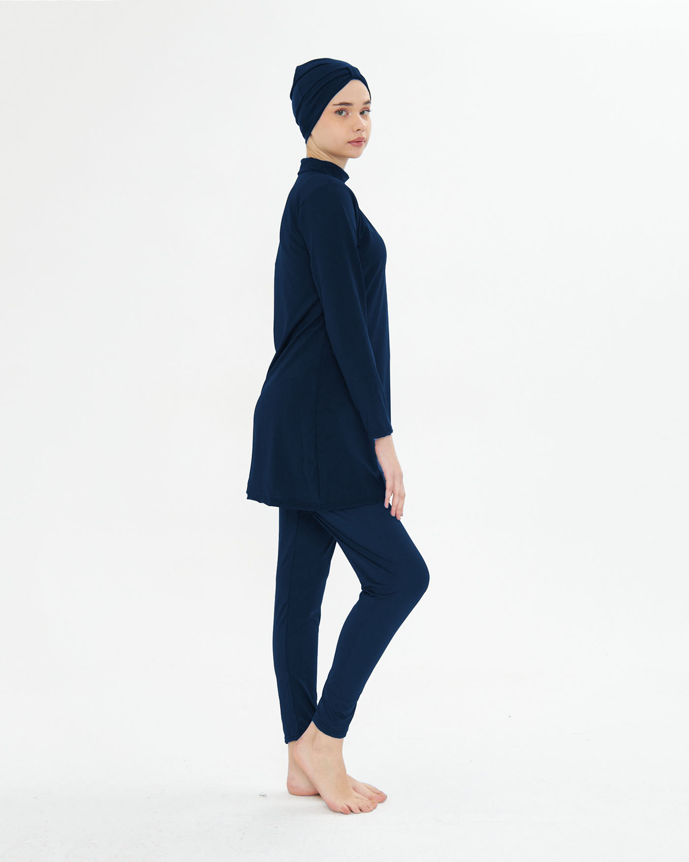 Muslim Swimsuit with Turban - Midnight Blue - 3