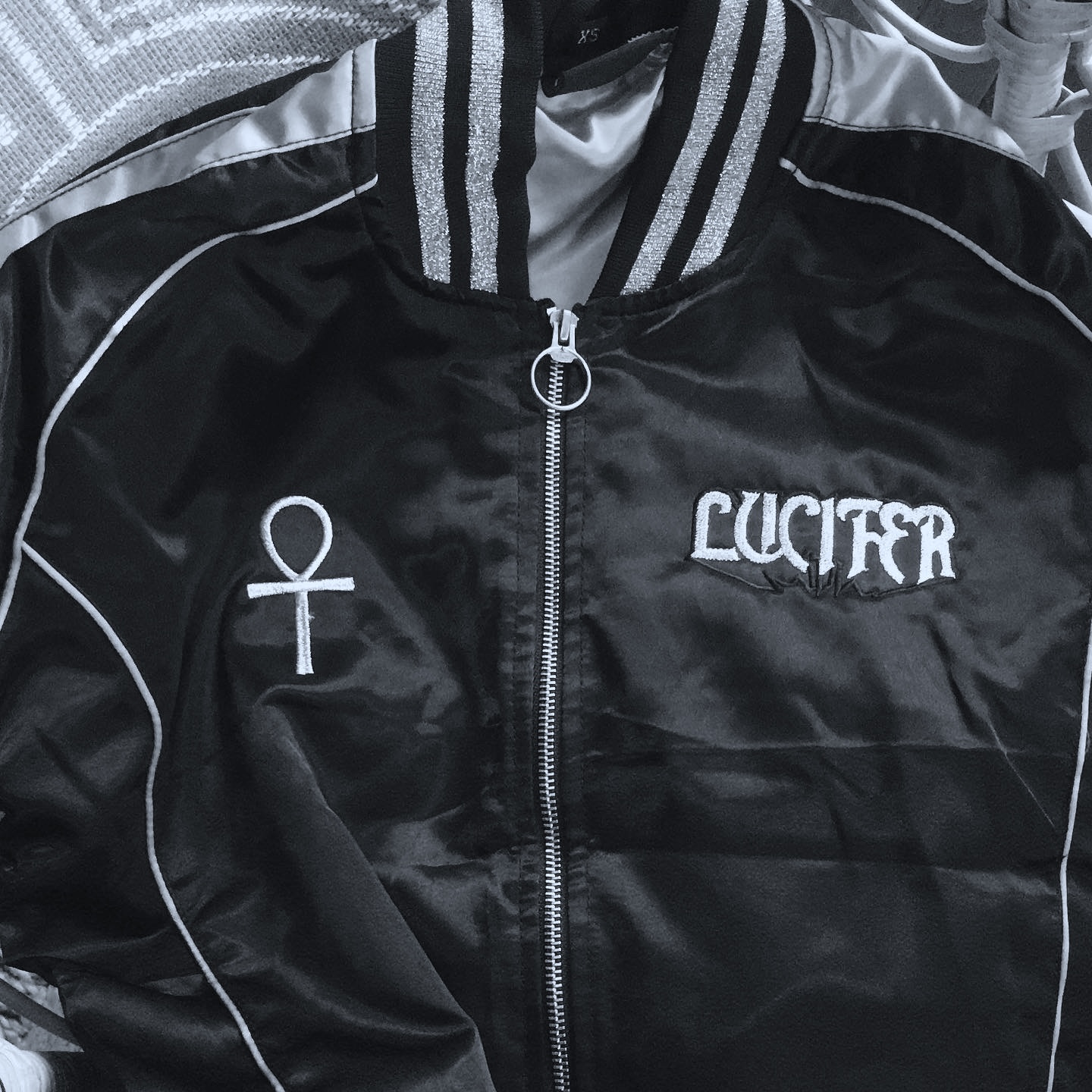LUCIFER - SATIN JACKET (SILVER/BLACK) - 2