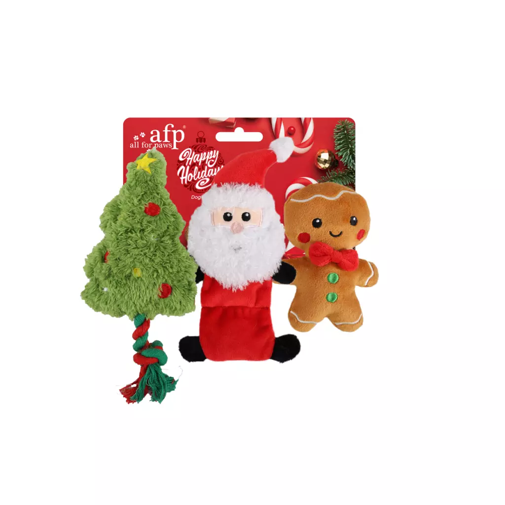 AFP Happy Holidays HoHoHo Christmas Toy 3-pack – Dog Toy