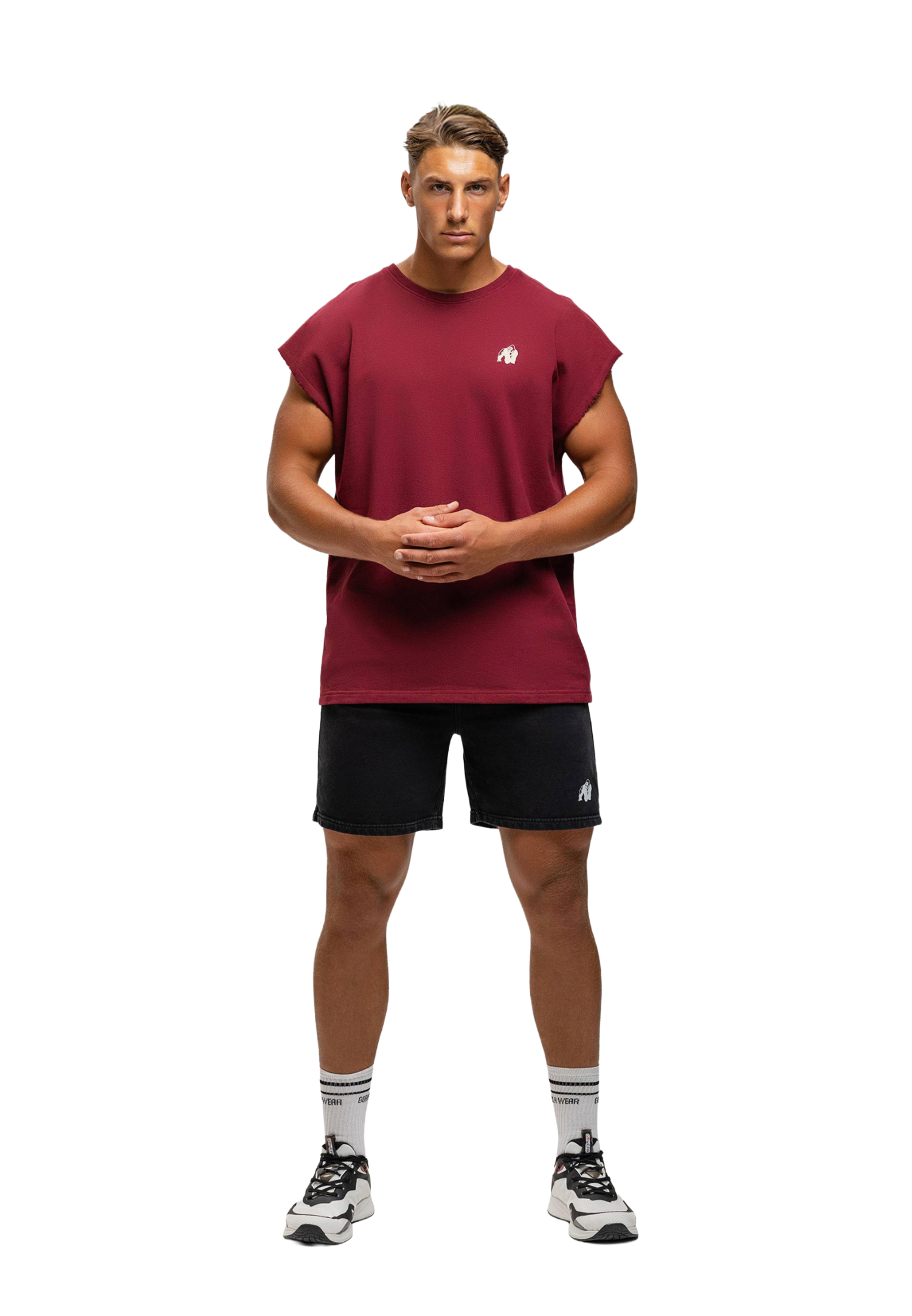 Bouse Cut Off Tank Top, burgundy - 4