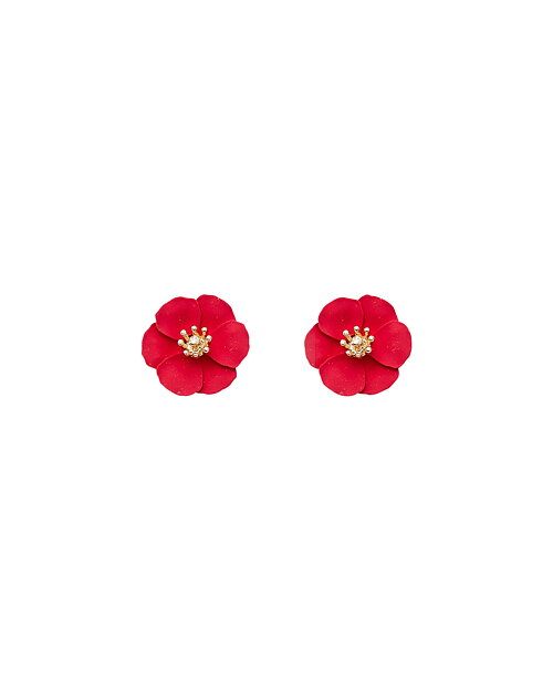 Örhänge Flower small pearl röd - 2