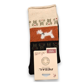 Ullsockor - Hund - Beige/Rost/Svart stl 35-40